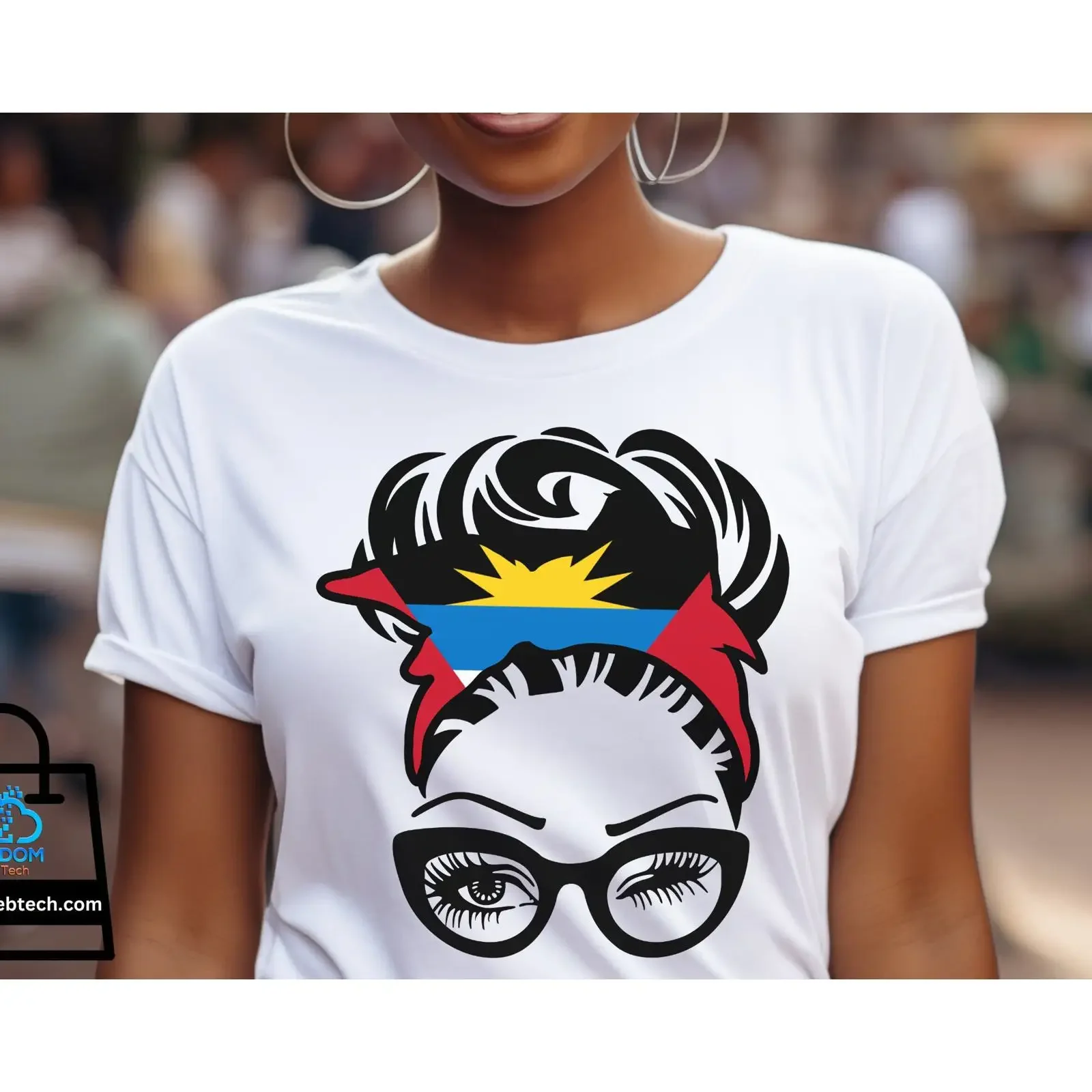 Antigua and Barbuda Flag T shirt Hair Wrap Caribbean Souvenir vintage Washed streetwear Comfortable Unisex Casual Soft fashion