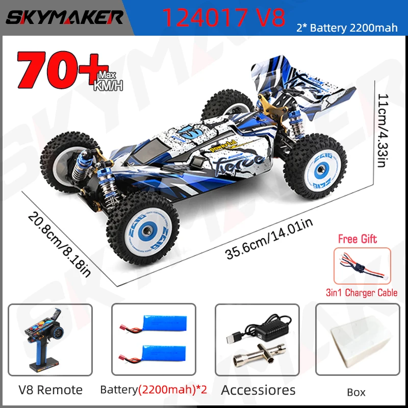 Wltoys 124016 124017 1:12 Rc Auto 2.4G V8 Afstandsbediening Borstelloze 75 Km/h Hoge Snelheid 4wd Off-Road Drift Racen Rc Speelgoed Auto Voor Jongen