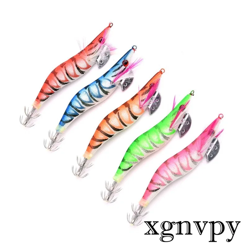 Xgnvpy 2.5#/3.0# Wood Shrimp Simulation Sea Fishing Glow-in-the-dark Wood Shrimp Road Subplastic Bait JIG Hook