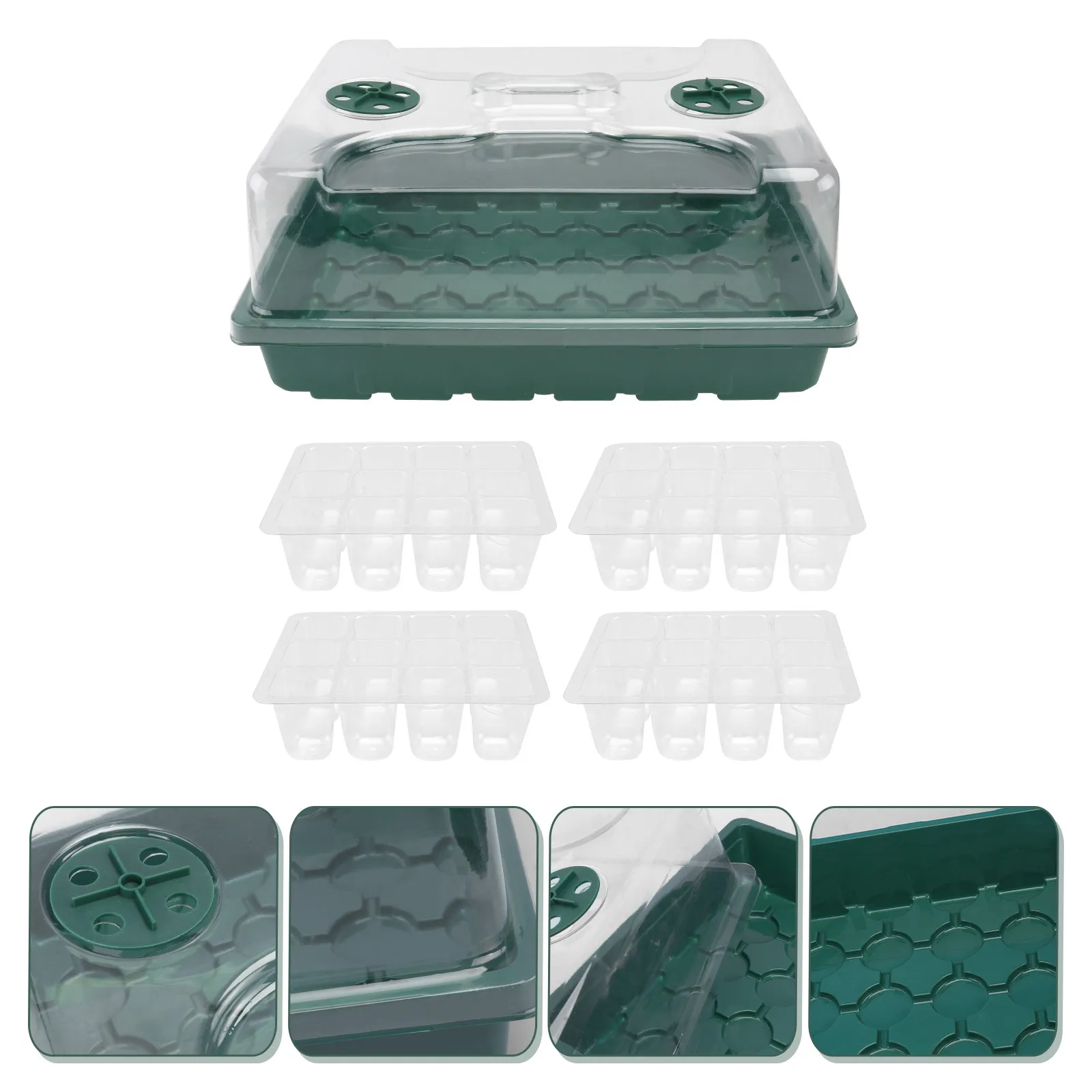 1set 1Set Germination Tray With Breathable Lid Transparent Plant Growing Starter Tray For Home Garden Supplies Seedling Nursery