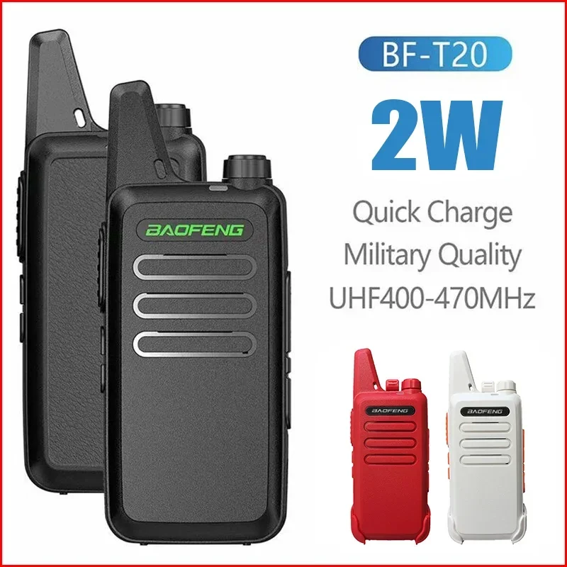 

Baofeng 2 pcs Mini Walkie Talkie PMR 446 FRS Portable Two-way Radio ht PTT Walkie-talkies T20 Portable Radios for Hunting Cafe