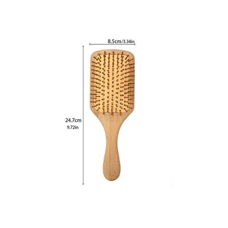 Eco Bamboo Hair Brush Nature Wooden Anti-Static Detangle Brush Hair Scalp Massage Comb Air Cushion Styling Tools for Women Men