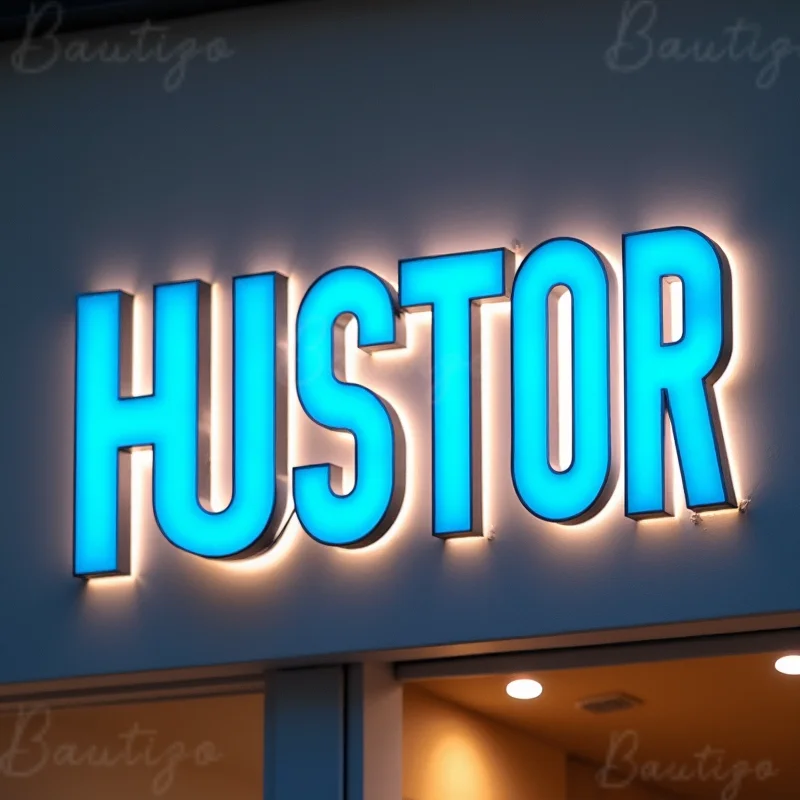 Custom Illuminated LED Business Sign 3D Two Side Glow Channel Letters Storefront Outdoor Weatherproof Sign For Cafe Bar Store