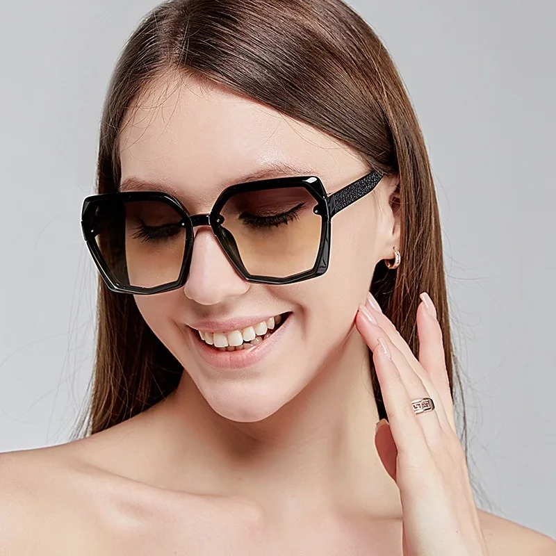Samjune Oversize Polygon Classic Sunglasses Women  Multiple Colors High Quality Square Glasses Men Eyewear
