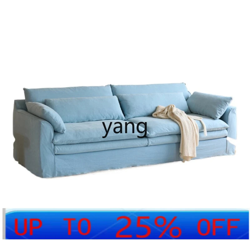 

LH wabi sandy wind fabric cotton and linen sofa embrace removable and washable linen cream wind