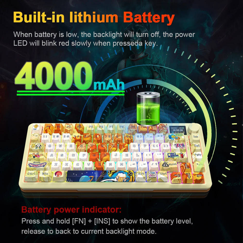 REDRAGON FLEKACT K708 PRO RGB USB Mechanical Gaming Keyboard 82 Keys Support Bluetooth wireless 2.4G Wired for Gamer Computer PC