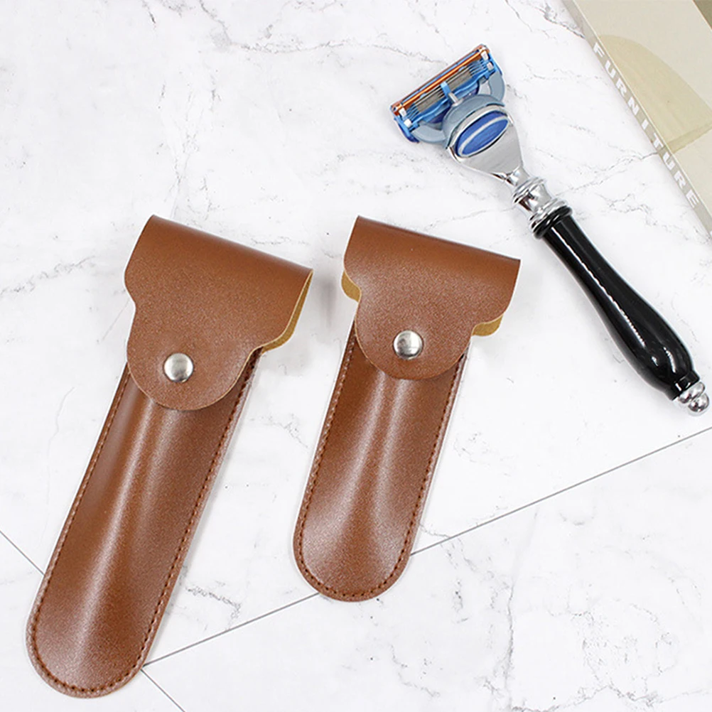 Razor Case Compact Lightweight Travel Shaver Protector PU Material Anti Pressure Scratch Resistant Manual Razor Fit Storage