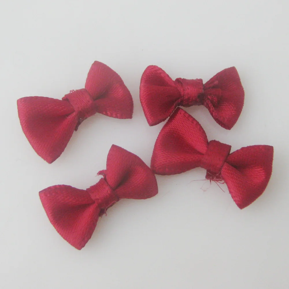 50Pcs 2CM long Line Shape Small Bows Satin Ribbon Knotted 35 Colors Cute Bowtie Clothes Headwear Ornament