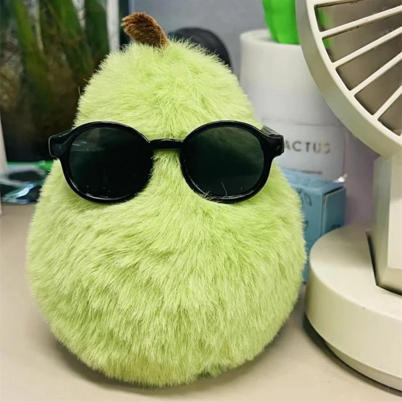 Cute Plush Cool Pear Toy Keychain Pendant Creative Wearing Sunglasses Soft Stuffed Doll Key Chain Bag Charm Gift