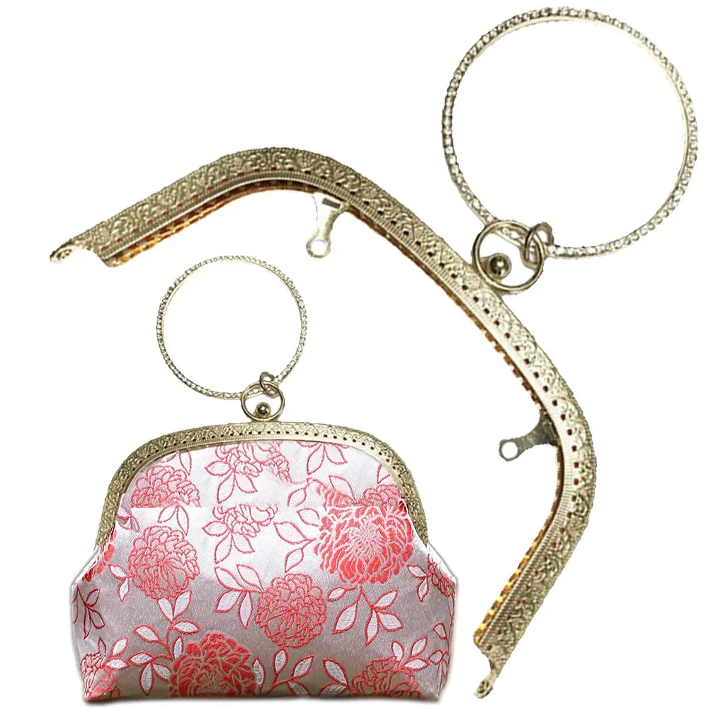 

3 шт., 18,5 см, хрустальное кольцо, металлический кошелек, рамка, ручка, клатч, аксессуары, сделай сам, застежка-поцелуй, замок, тиснение, сумка, фурнитура, ремесло