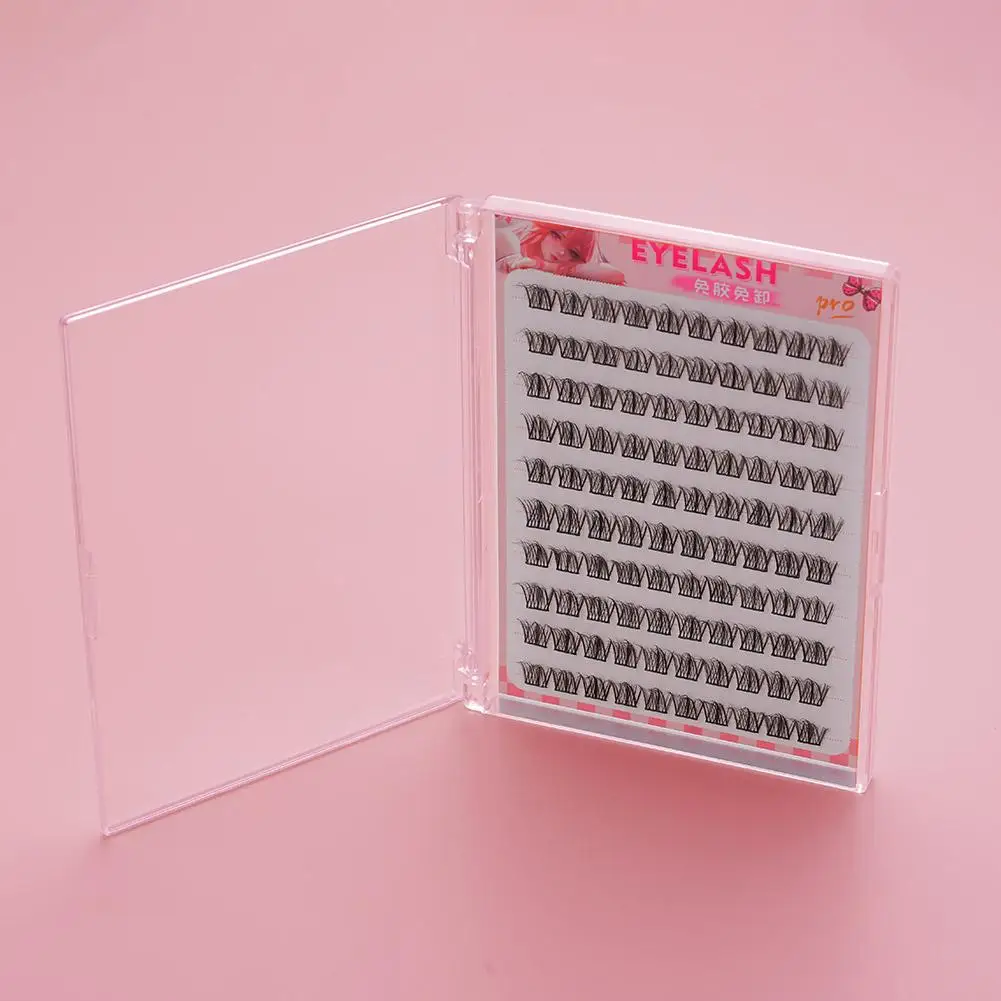 10 列の大容量接着剤不要つけまつげまつげ C カール 10-12 ミリメートルナチュラルシングルクラスター自己粘着つけまつげ X7K0