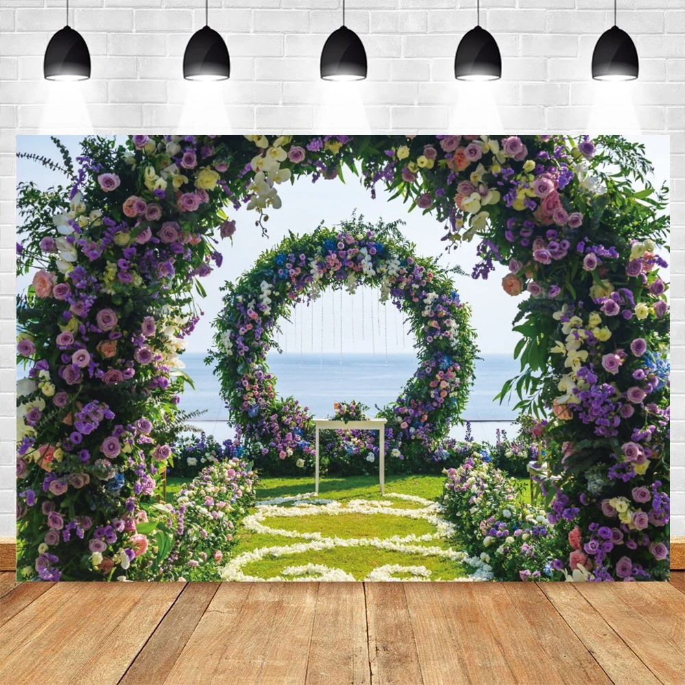 Telón de fondo de escena de boda para fotografía, pared Floral, ducha nupcial, fiesta de ceremonia, Fondo de cumpleaños, estudio fotográfico