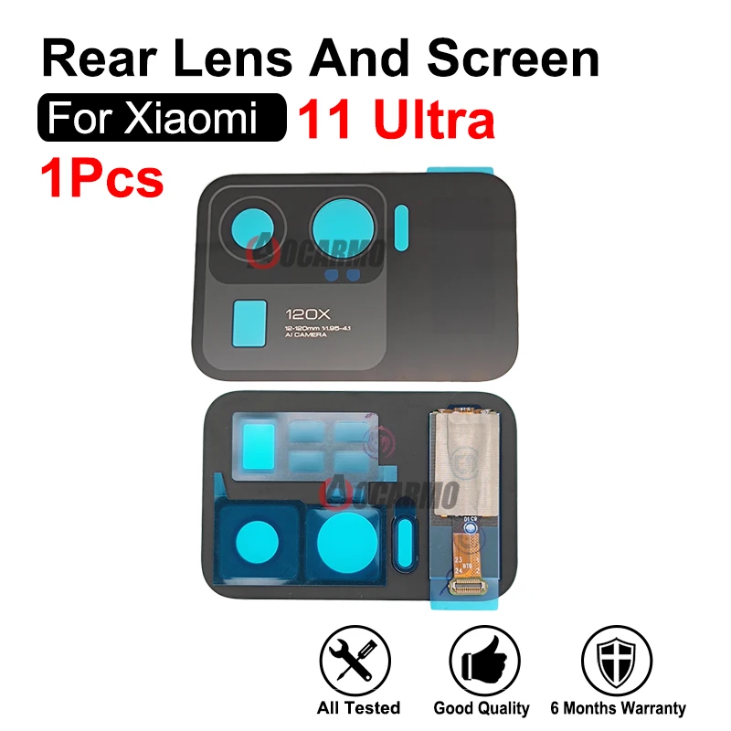 Aocarmo For Xiaomi 11 Ultra Mi 11U Rear LCD Display Screen With Back Camera Glass Lens Repair Parts