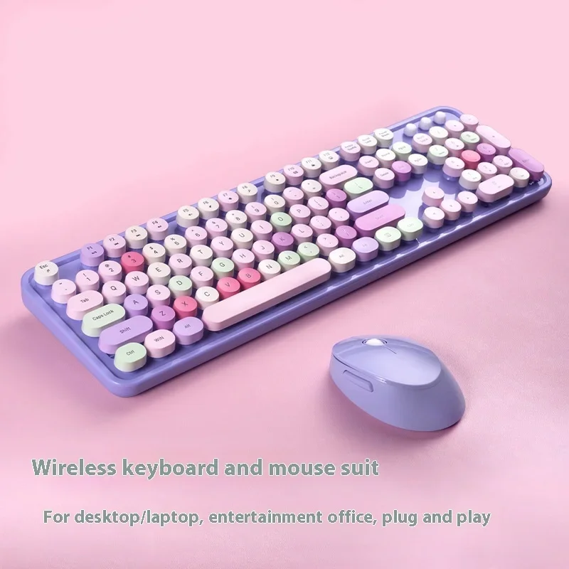 

Mofii Skyscraper Sweet Wireless Keyboard And Mouse Set For Girls' Office Typing Mechanical Touch Keyboard Retro