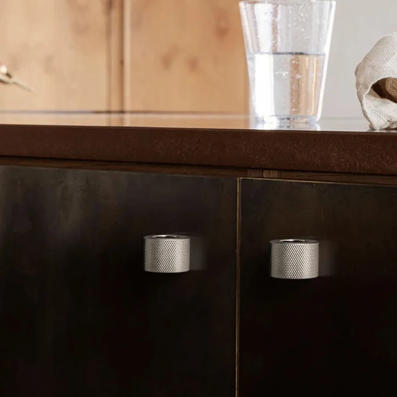 Goo-Ki French Knurled Kitchen Cabinet Handles High-end Solid Brass Small Knob with Round Ring Kitchen Drawer Handles Furniture