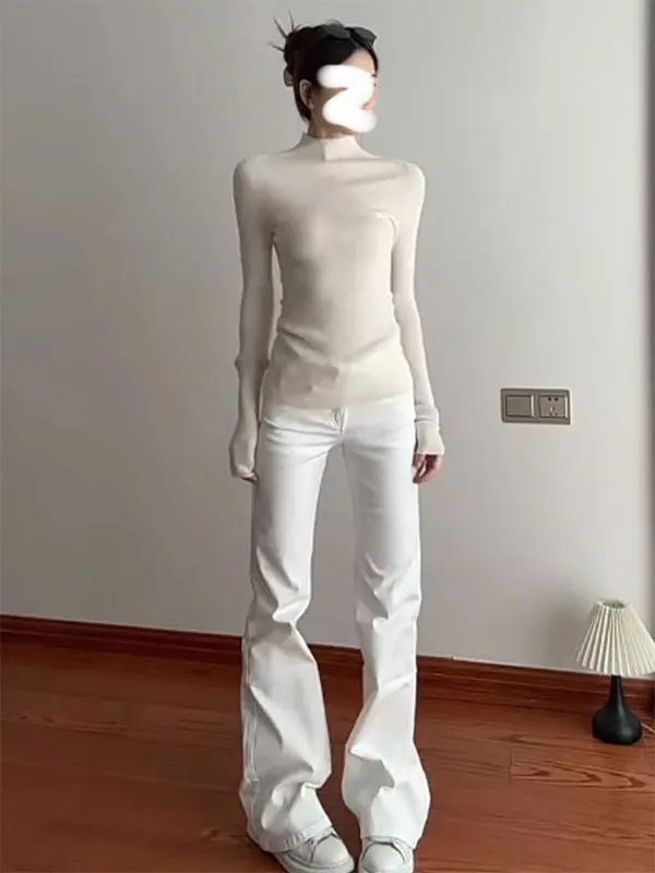 

Джинсы с высокой талией для женщин, облегающие, с расклешенным низом, эластичные, повседневные, свободного кроя, на все сезоны