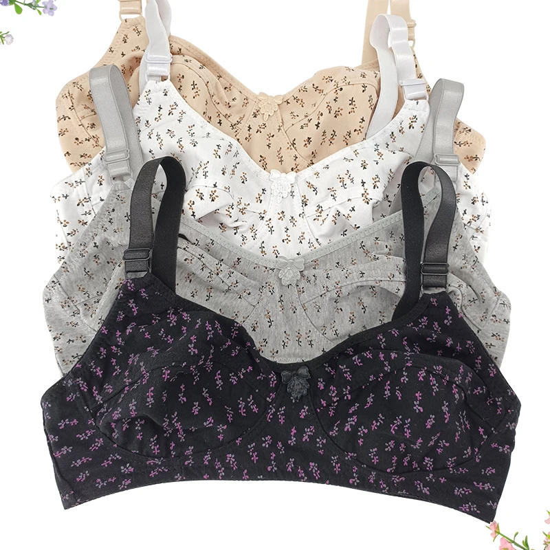 Floral Cotton Bras for Women Wireless Soft Breathable Bra Full Coverage Supportive Everyday Essentials No Padded Bra Comfortable