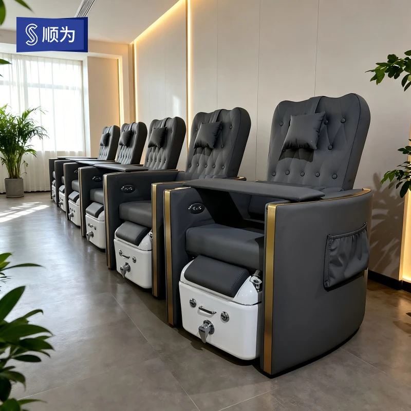 Luxury-Style Manicure Foot Chair With Remote Control, Reclining Backrest, And Surfing Massage Funct