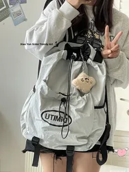 Travel Lightweight Drawstring Unisex Backpack Double Shoulder Bag for Class Hiking Students Commuting Waterproof Casual Backpack