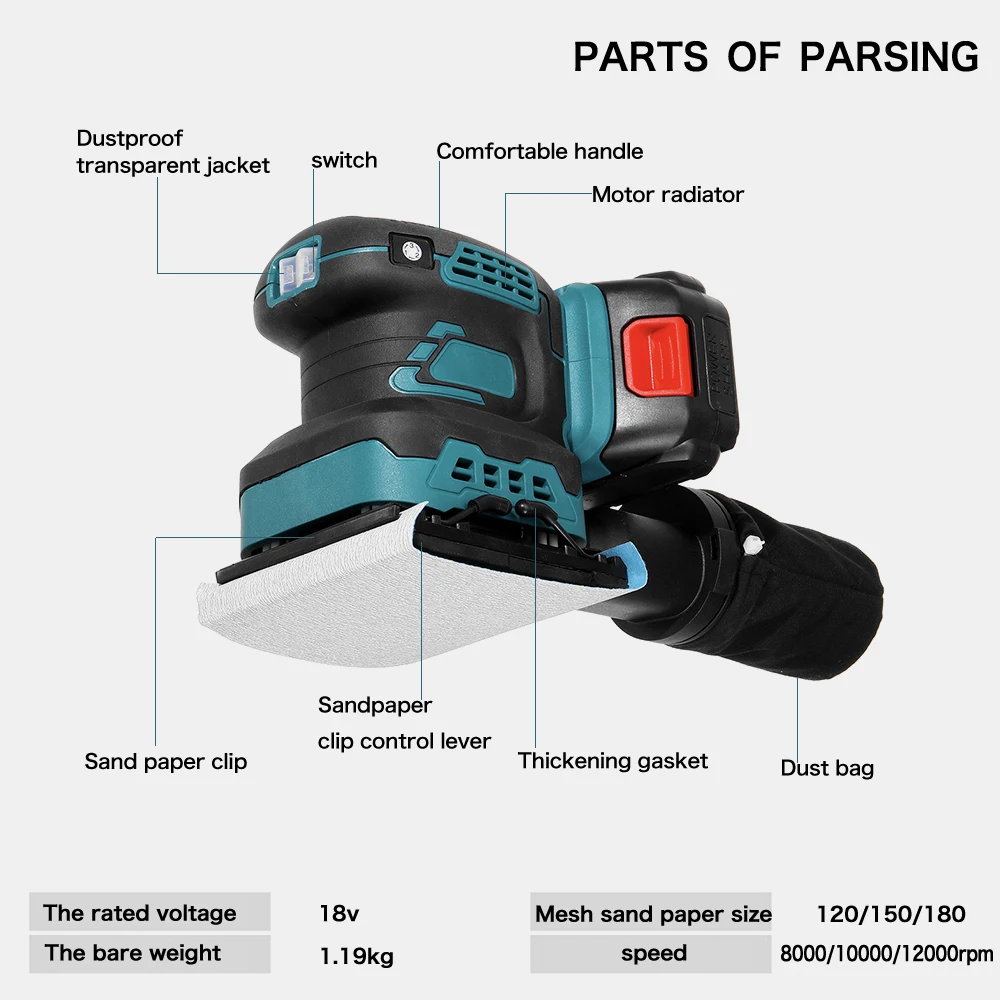 Electric Sander 5 Inch 125mm Sanding Plate Polisher Tool Wood Processing Furniture Car Polishing for Makita 18V Makita Battery