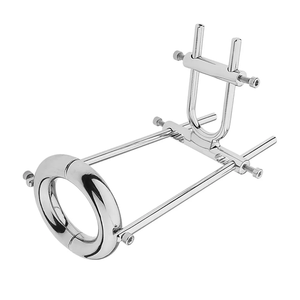 Metal Cock Ring Scrotum Ball Stretcher Stimulation Lock Stretcher Training Device Testicle Clamp Metal Penis Ring Clamp Sex Toys