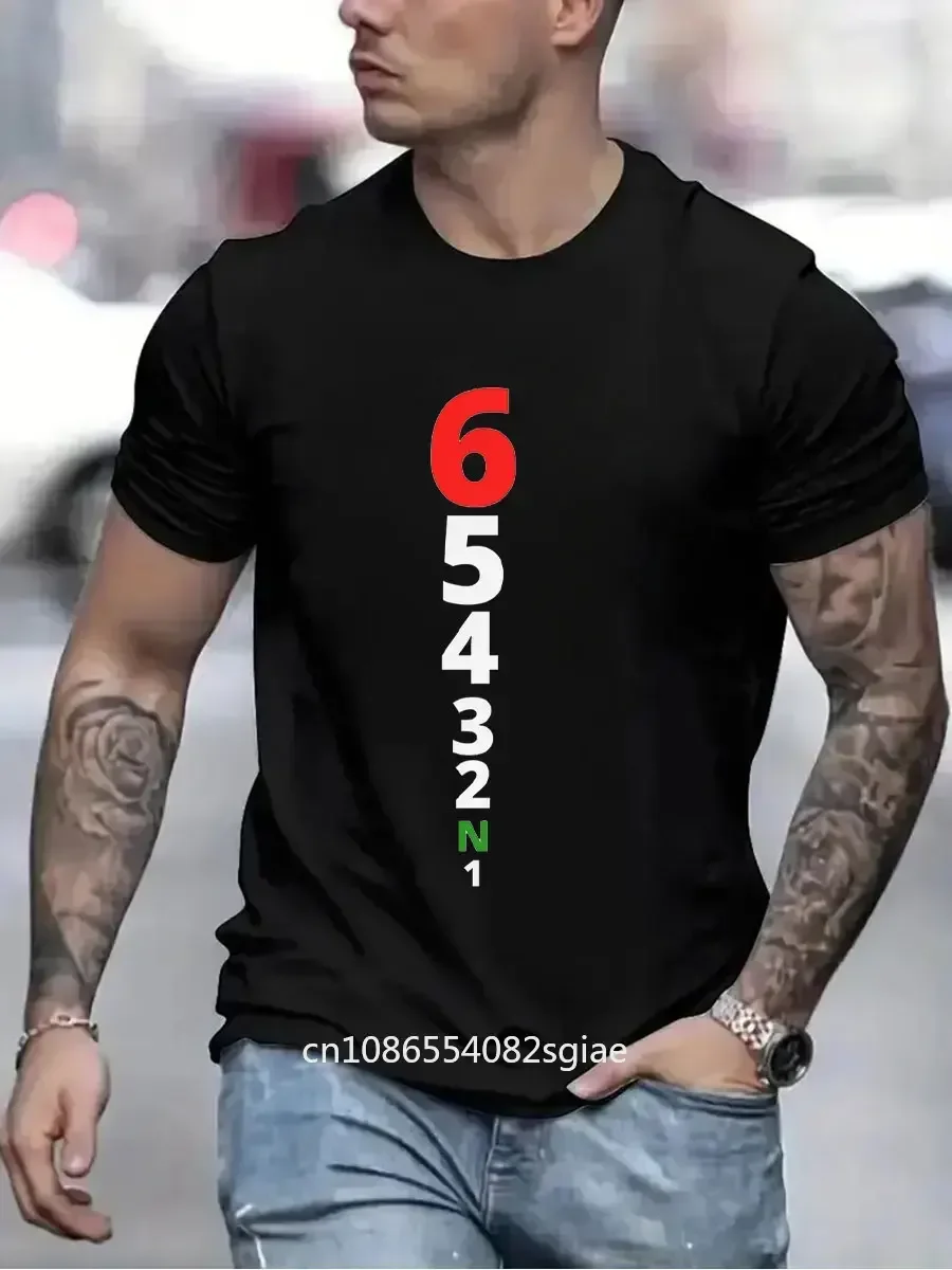 Vintage T-Shirts for Men Manual Transmission 1N23456 Motorcycle Speed Print Top Oversized Tee Hip Hop T-Shirts Women Clothing