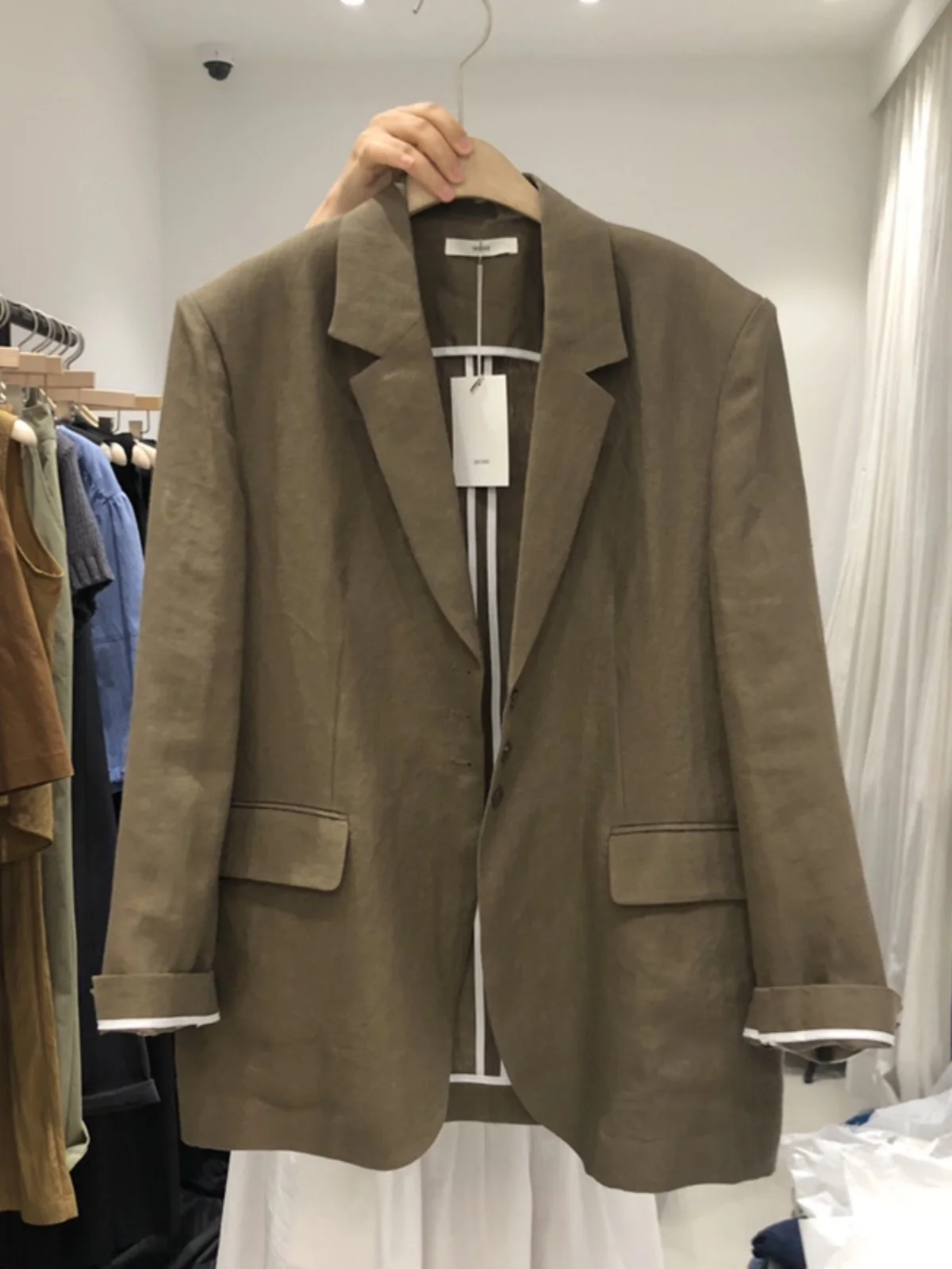 Summer 2026 Loose Casual Cotton Linen Women's Suit Jacket Thin Fashionable Commute Style Single Button Long Sleeve Pure Color