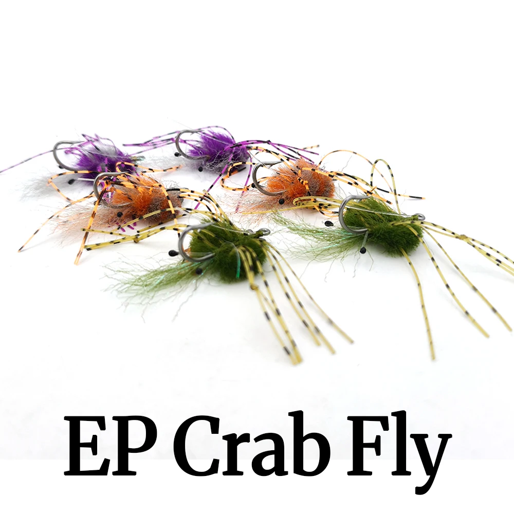 1PC/2PCS Weighted Saltwater Fishing Lure EP Crab Fly for Redfish, Striped Bass, Trout, Snook - Tungsten Eyes, UV Resin