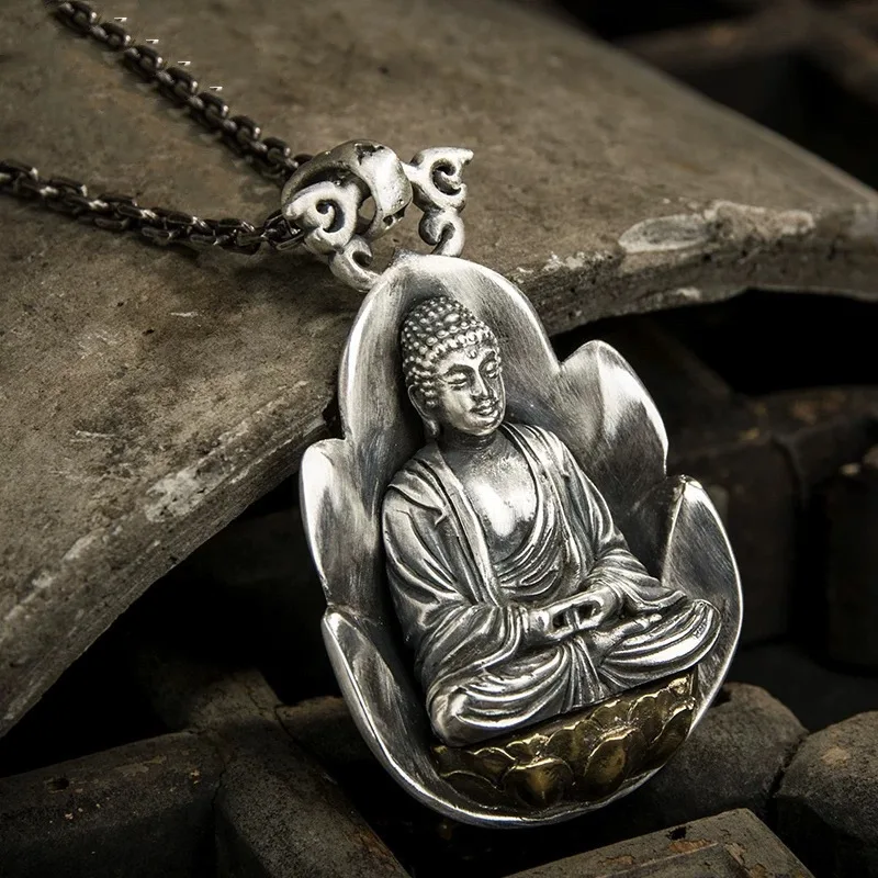 Vintage Lucky Buddha Pendant Men's and Women's Pendant Tibetan Series Vairocana Zodiac Zodiac Guardian Necklace