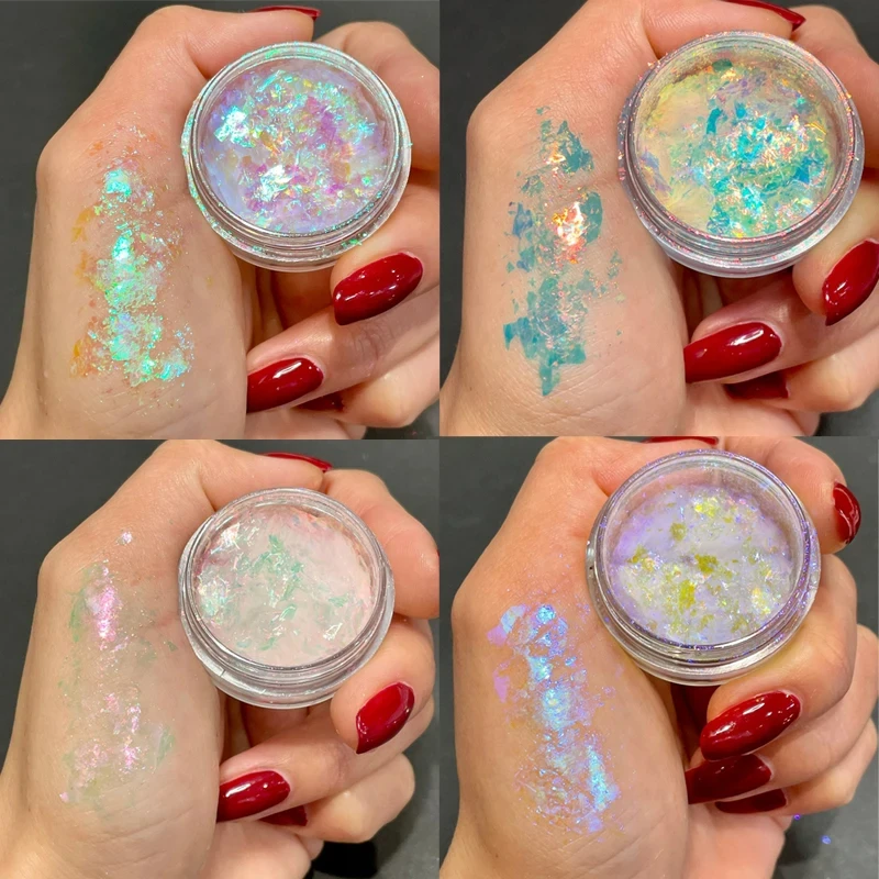 1Jar Aurora Chameleon Poeder Onregelmatige Nagelvlokken Glanzende Pailletten Spiegel Zeemeermin Iriserende Nail Eye Shadow Nail DIY Nail Art