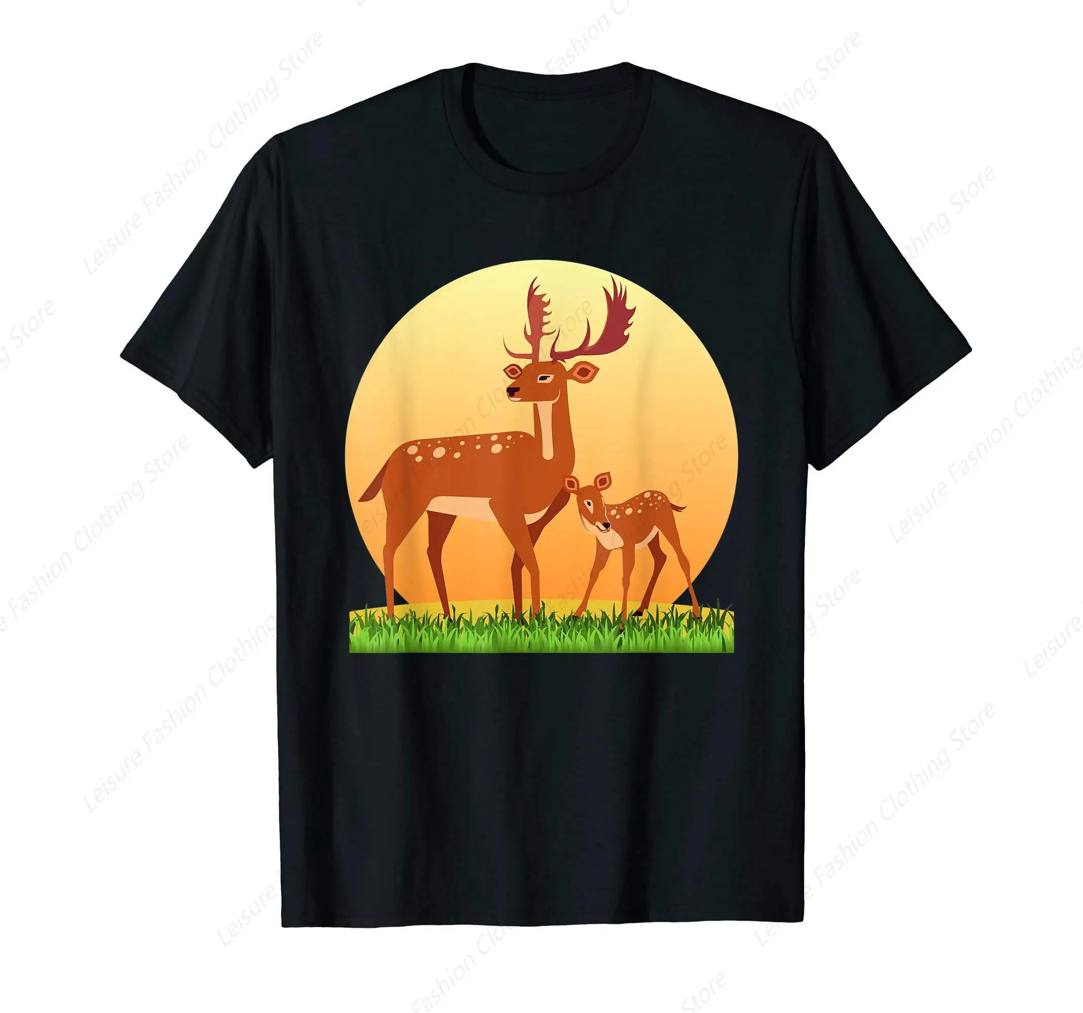 Deer With Antlers Sunrise Sunset Baby Sunshine Design T-Shirt