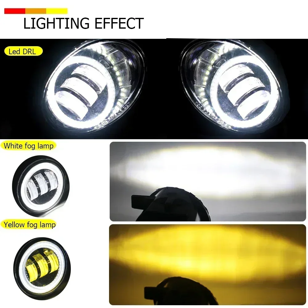 Pair Led Fog Lights Angel Eye DRL Lens Daytime Running Light Headlight for Volkswagen Jetta A5 Sedan Golf 5 Variant Jetta Wagon view 5