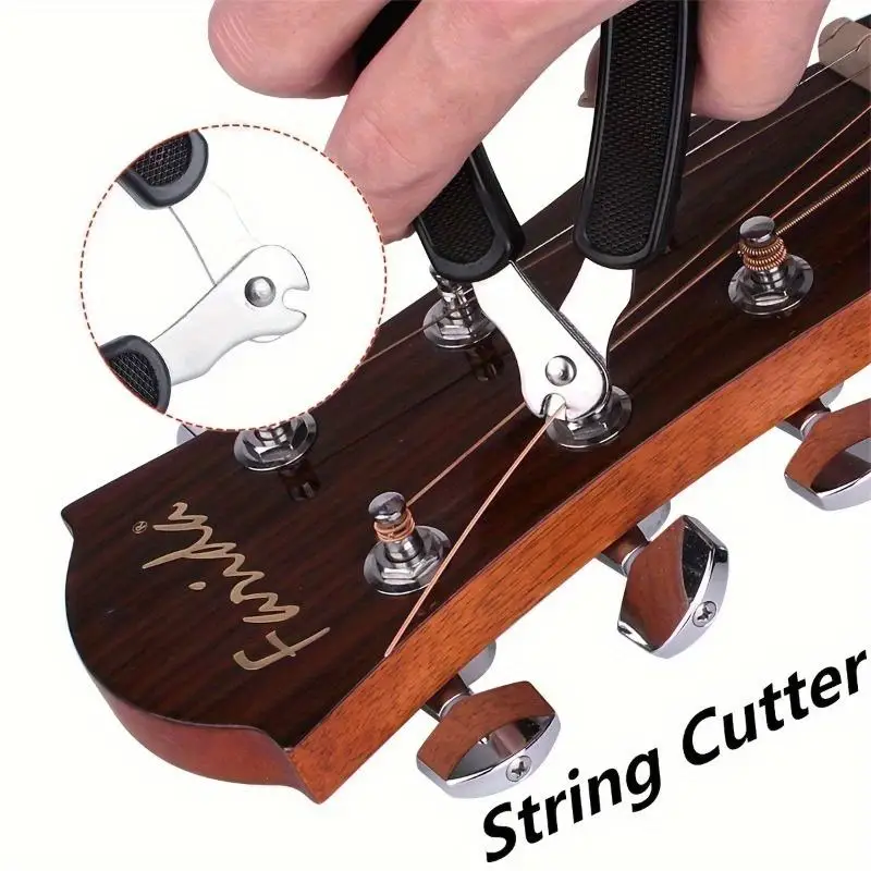 3pcs 3-in-1 Guitar Tool String Winder Cutter Pin Puller Compact ABS Maintenance Accessory for Guitarists Black