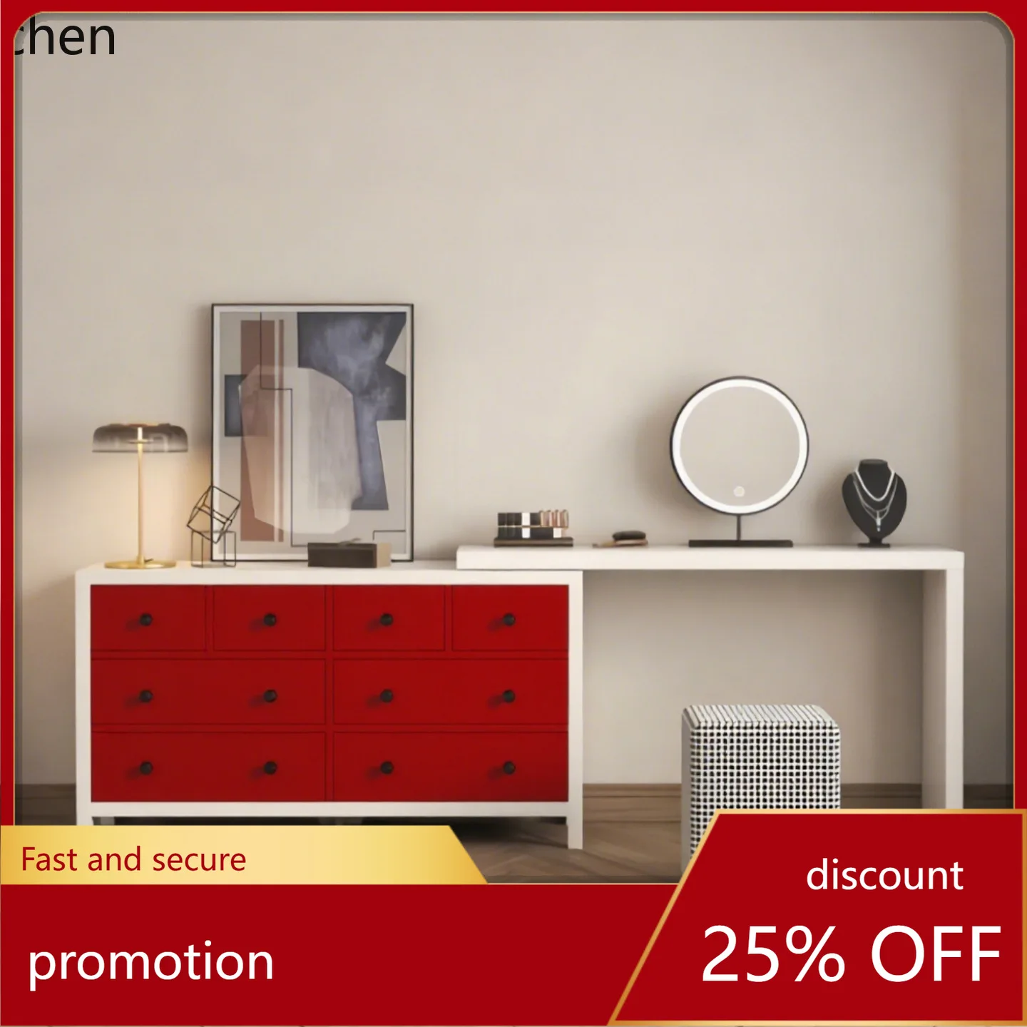 

HXL Minimalist Lacquer Dressing Table Bedroom Light Luxury Makeup Table Storage Chest