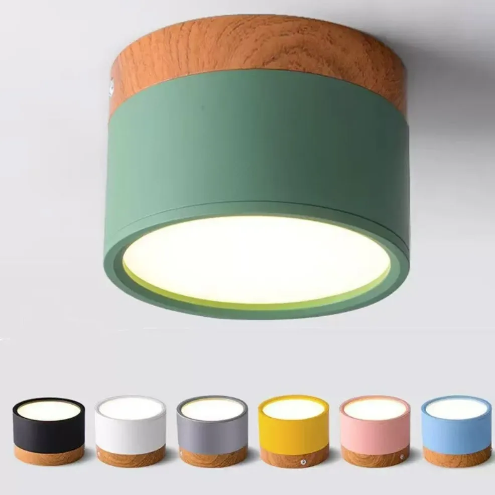 Macaroon LED Downlight  5W 7W 9W12W15W Nordic wood modern Led surface mounted ceiling light spotlight interior decoration light