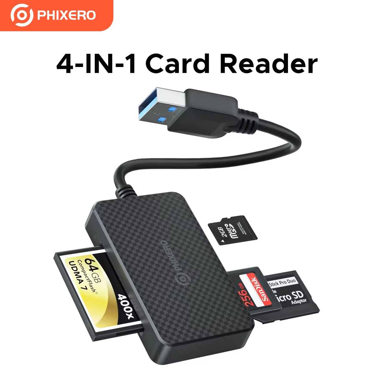 PHIXERO Card Reader Type-C to SD Micro SD TF Memory Card Adapter for PC Laptop Accessories Multi Smart Card Reader