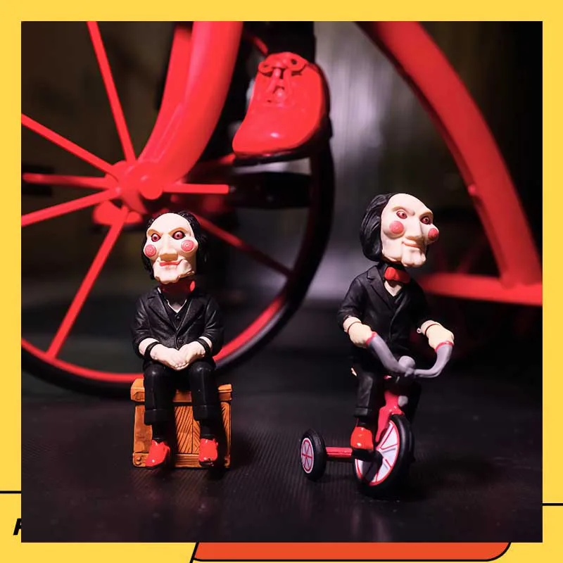 

5cm Classic Horror Film Saw Billy Jigsaw Figure With Bike Box Phone Bag Key Chain Movie Model Toys Figurine Doll