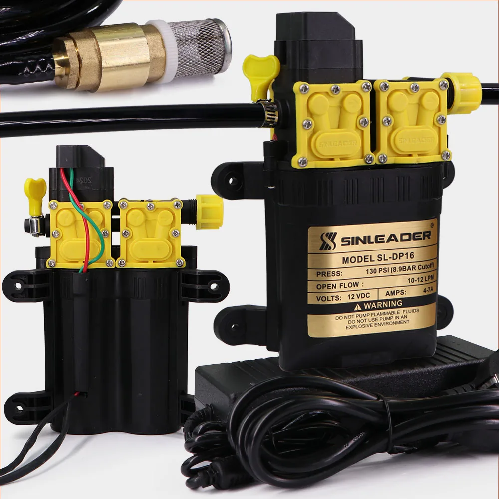 Dual-Core Self-Priming Diaphragm Pump Check Valve Filter Outdoor Garden Agriculture Irrigation Car Wash 110-240V Power Supply
