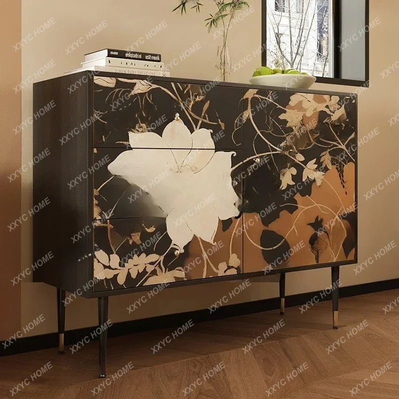 

Medieval style bucket cabinet, living room against the wall storage locker decorative cabinet home wine cabinet painting