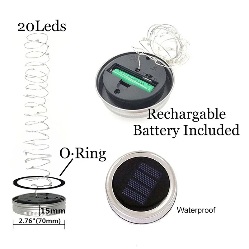 Solar Decorative Light Lid Outdoor Waterproof Light Control Solar Power Glass Decorative Fairy Light Accessories Solar Lamp Bead