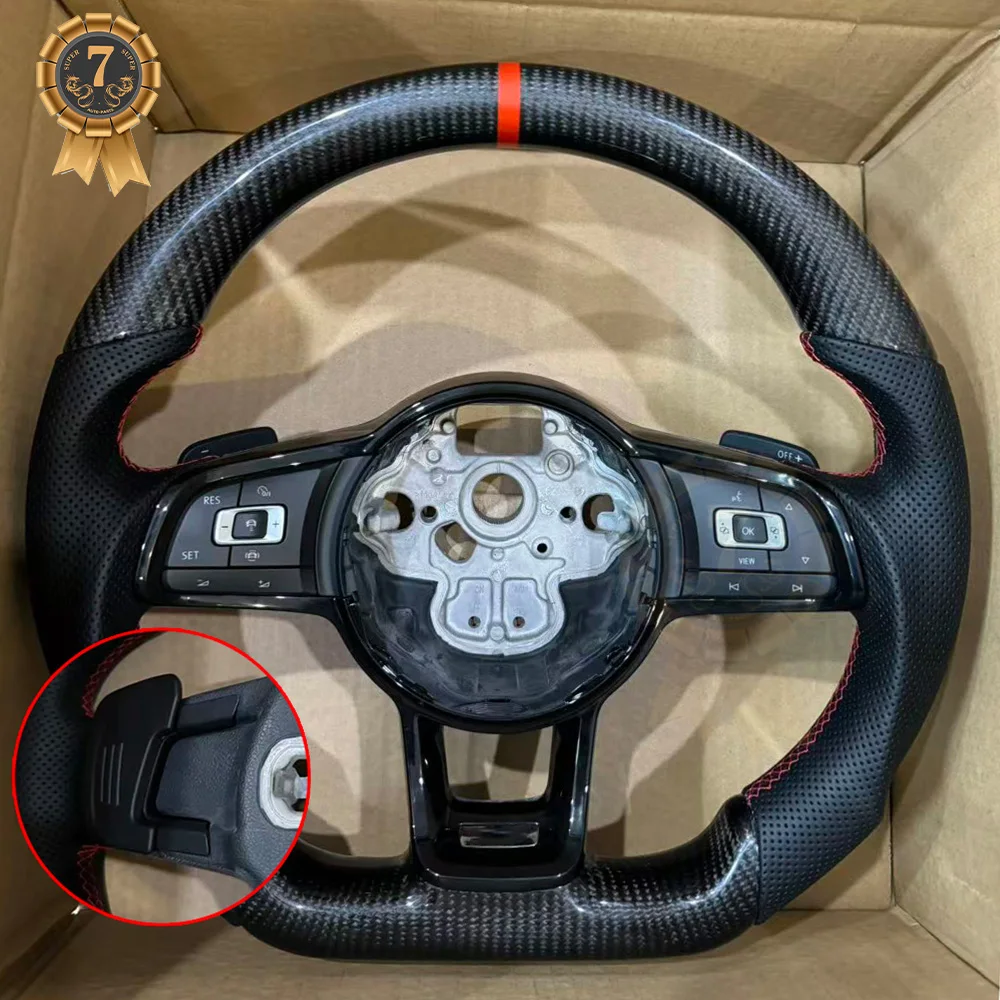 

For VW Golf MK 7 7.5 GTI GTD GTE R Polo Customized Carbon Fiber RLine Sports steering wheel half leather Alcantara Multi-color