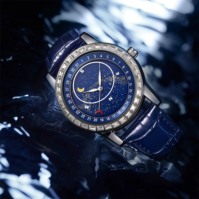 New Men's Watch, Fake Mechanical Watch, Brand Quartz Watch, Diamond Starry Sky Watch, Transparent Bottom, Waterproof Men's Watch