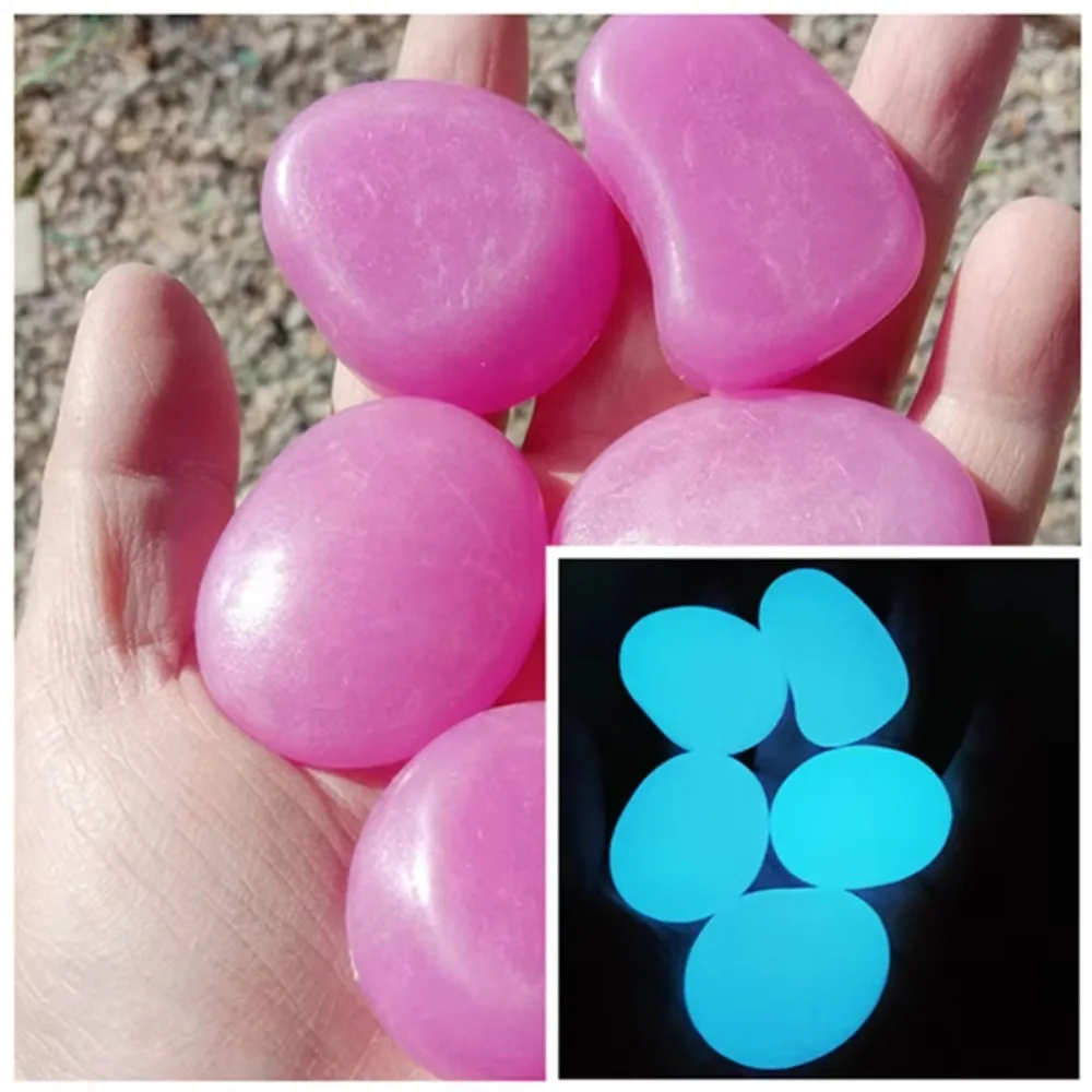 10pcs Decoration 4.5cm Luminous Pebbles Garden Decoration Glow in Dark Luminous Stone DIY Garden Big Big Stone Courtyard