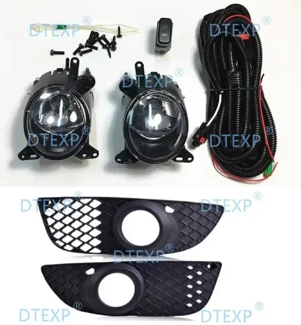 5 Pcs Fog Lights Kit Front Lamps with Wires Grille Covers for Lancer Ex 2008-2012 with Wire and Switch Button