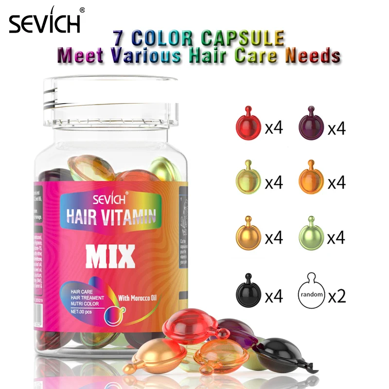 

New Sevich 30pcs Mix Hair Vitamin Capsule Keratin No Wash Complex Oil Anti Hair Loss Repair Damaged Hair Moroccan Oil Hair Care