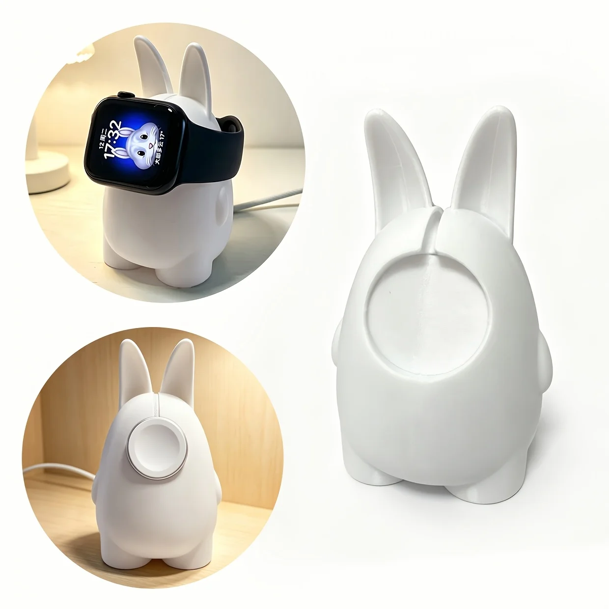 Portable Cartoon Rabbit Desktop Storage Stand, Universal Smartwatch Tabletop Display Organizer for Desk Small Gadgets