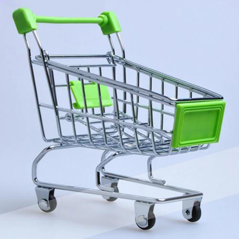 Supermarket Hand Trolley Mini Shopping Cart Desktop Decoration Create Handicraft Ornaments Storage Toy Gift New 2023