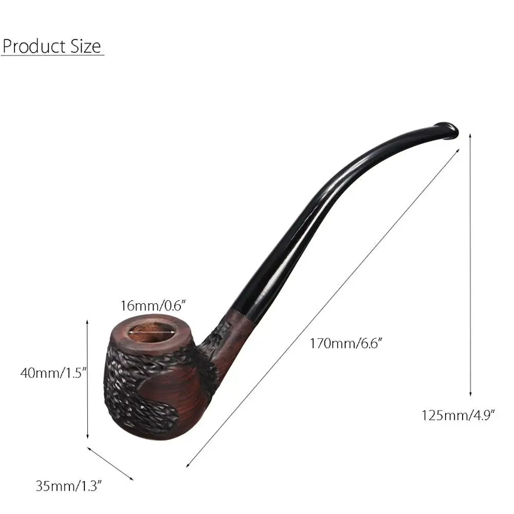 

Durable 6.6" Long Wooden Wood Smoking Pipe Tobacco Cigarettes Cigar Pipes w/ Bag