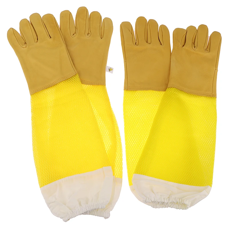 1Pair Beekeeping Gloves Protective Sleeves Breathable Anti Bee Sting Sheepskin Long Gloves For Beekeeper Beekeeping Tools