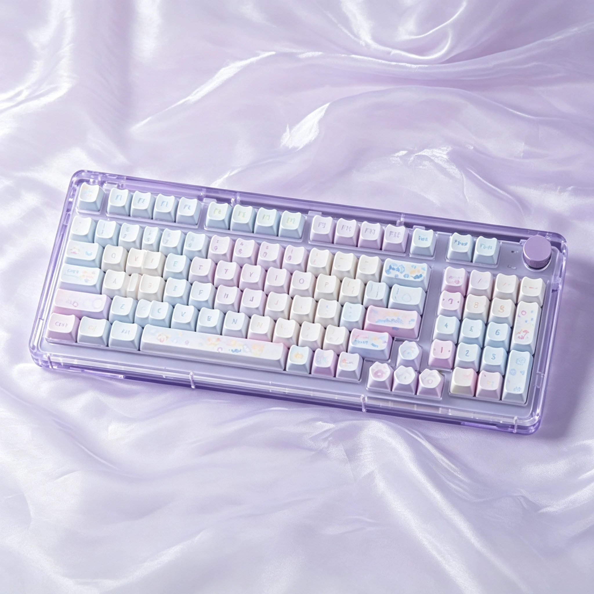 Metallic Paint Keycaps PC Sublimation Cat Ear Shaped MAO Profile Key Caps for MX Switches ANSI Alice Layout Mechanical Keyboards